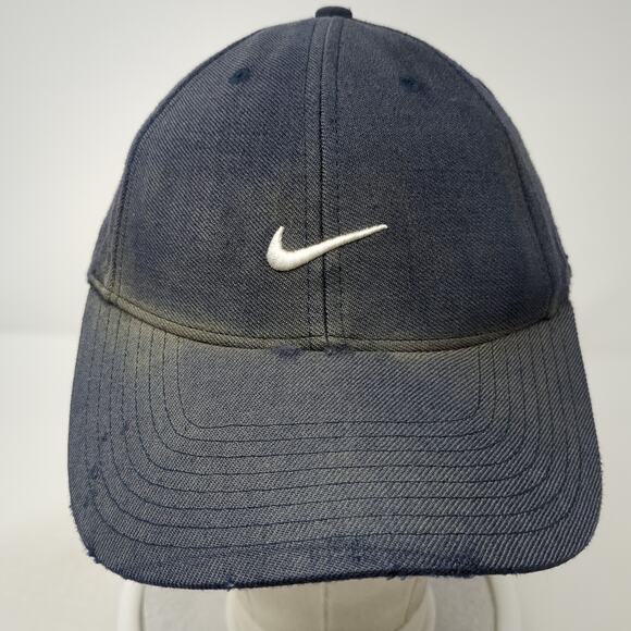 Nike Swoosh Strapback Hat Blue One Size Embroidered Logo Vintage Gray Tags - Picture 2 of 9